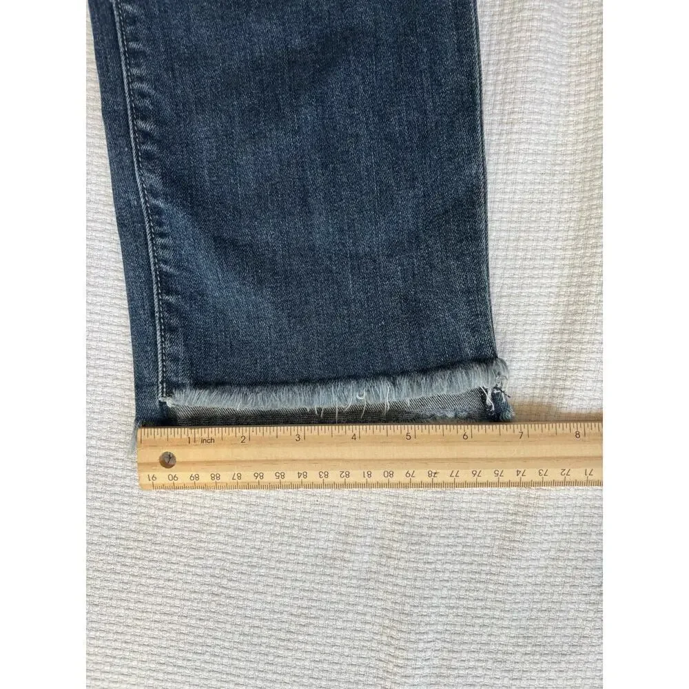 Parker Smith Jeans Women 25 Dark Wash Raw Hem Cropped Straight Leg Preppy Staple